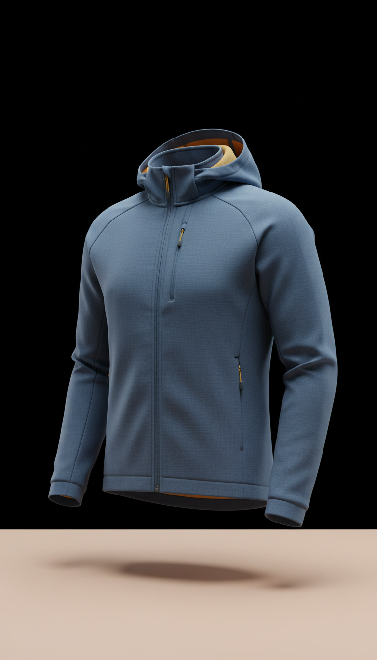 Steel Blue Technical Zip-Up Jacket