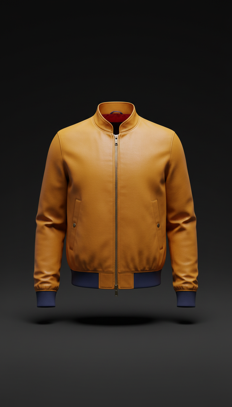 Saffron Leather Bomber Jacket